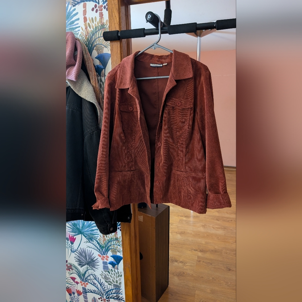 croft & barrow Rust Corduroy Button-Front Jacket
